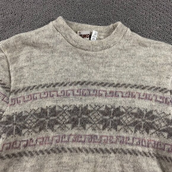 Vintage Tundra Canada Sweater Unisex Medium Women's Fair Isle Wool Beige Pink - Picture 2 of 7
